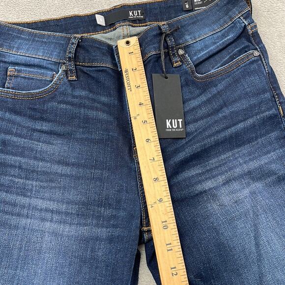 NEW Kut From the Kloth 6, Mia Mid Rise Skinny Darn Blue Denim Jeans Distressed - Picture 11 of 16